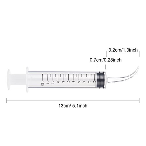 8 pacote de pacote de 12cc seringa de irrigação dental de 12cc com ponta curva, amígdala de lavanderia de enxaguatório