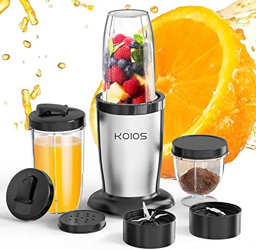 Koios 850W Bullet Liquidificador Pessoal para Shakes and Smoothies, 11 peças Smoothies Belders Belders para cozinha, bebidas de proteína, moedor de liquidificador de copo pequeno com 2 * 17oz de xícaras e tampas de bico, BPA Free, Pulse Technology