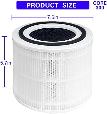 Gogintik 3 em 1 H13 TRUE HEPA para Levoit Core 300 Filtro de substituição Core 300-RF Core 300s Parte # núcleo 300-rf com filtro de carbono ativado de alta eficiência e filtro pré, 1 pacote