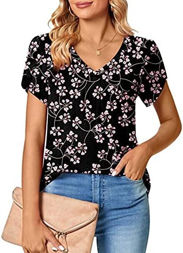 Tampo de verão feminino Top Top Vish Camiseta curta Camisa casual Cirta casual Camisetas soltas