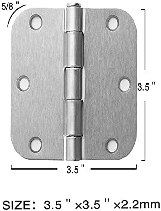 Tinvhy 30 pedaços de dobradiça de porta de níquel de cetim escovados, 3,5 x 3,5 polegadas 5/8 cantos de raio de 2,2 mm de portas