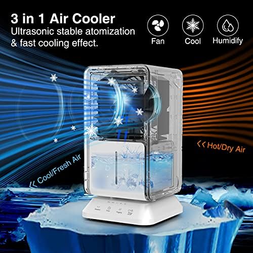 Ar condicionado portátil, mini ar condicionado de ar frio de ar pessoal, 3 velocidades oscilando pequenos evaporativos de fã