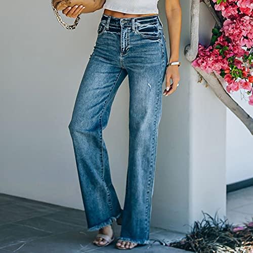 Classic Plus Feminino Casual Tarifa da perna reta Botão de jeans clássicos com bolso em leggings jeans para