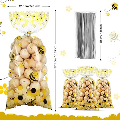 Sacos de festa de abelha de 100 peças Bolsas de festa tratam Mel amarelo abelha de celofane sacos de doces de doce sacos de boa abelha