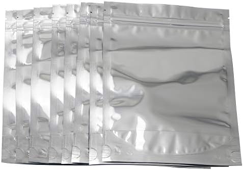 Ellbest 100pcs Alumínio Mylar Foil Sacos de embalagem de plástico, ziplock prateado transportável de ziplock de stand -up para