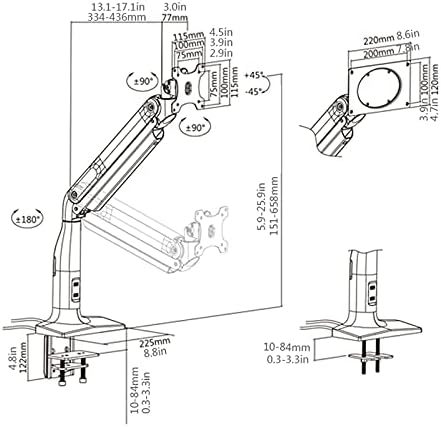 JinyiShop MONITOR MONTAGEM MONITO DO MONITO ÚNICO ARM GAS MONITOR DO MONITOR DE MANDA Montagem do Montante com