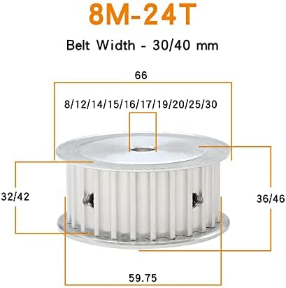 Axwerb Professional 2pcs 8m-24t AF polias, furo 8/12/14/15/16/17/19/20/20/2010 mm polia de alumínio para 8m de largura