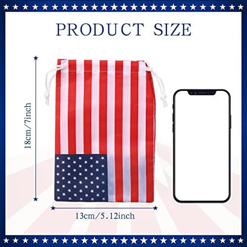 12 peças bandeira americana sacos patrióticos sacos de presente sacos de presente 7 x 5 polegadas sacos de cordão dos EUA EUA favorecem