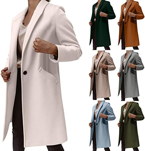 Mulheres de casaco de trincheira zefotim, senhoras elegantes botão sólido de lapela para baixo blazer trabalho casual usa longa