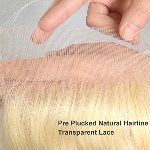 Luwigs 613 Blonde 4x4 Fechamento de renda de 18 polegadas onda corporal onda de cabelos virgens de cabelos humano Pedaços