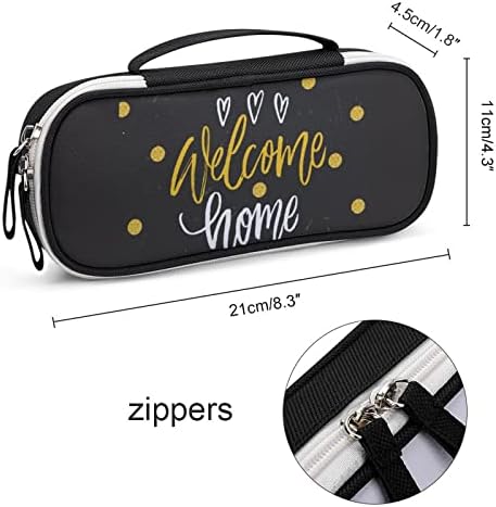 Funnystar Welcome Home Pencil Case Cute Bolsa Lápis Bolsa de maquiagem Organizador de bolsa com zíper duplo