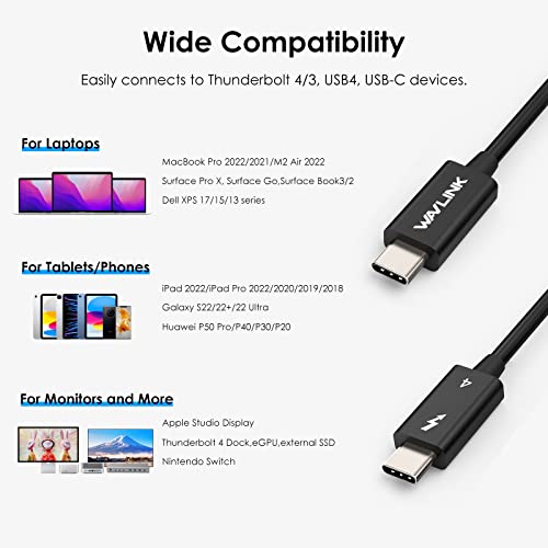 THUPHOULT 4 CABO 40 Gbps, cabo Thunderbolt com carregamento de 240w, tela única de 8k/dual 4K, cabo USB C para USB