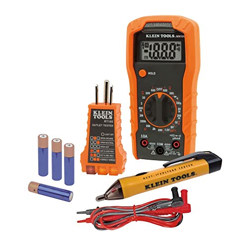 Klein Tools 69149p Kit de teste elétrico com multímetro digital, testador de tensão sem contato e testador de saída elétrica e cortador