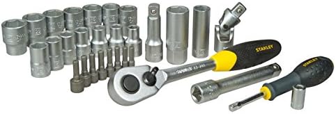 Stanley STHT0-73929 Chave de soquete de cetim, prata, 1/2 polegada, conjunto de 30 peças