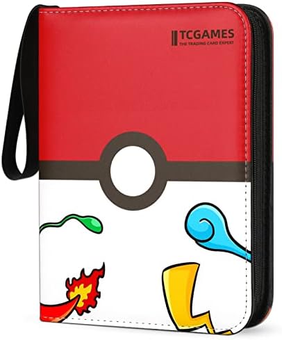 TCGames Card Binder 4-Pocket, 440 bolsos do cartão com 55 mangas vermelhas