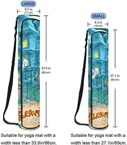 Saco de tapete de ioga, misteriosa casa assombrada de Halloween Scary Pumpkins Exercício de ioga transportadora de tapete