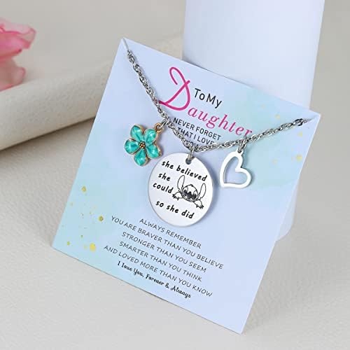 Joxevyia Stitch Gift You Are My Sunshine Colar para minha filha Presente de aço inoxidável Charm de pingente de pingente para