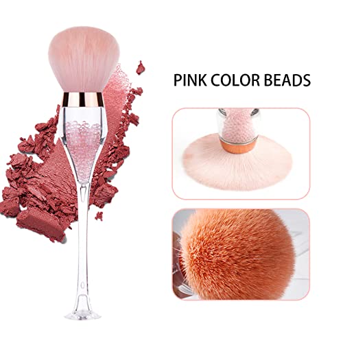 Escova de maquiagem rosa, escova de removedor de poeira em pó de unha, escova de limpeza longa, escova de pó super macia e escova de