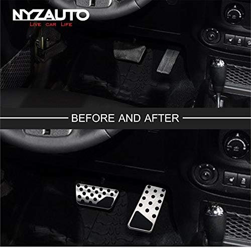 Nyzauto Compatível com Pedal Pedal Pedal Pedal Wrangler não deslizamento 2007-2018 JK JKU, sem freio de alumínio de perfuração e capas de pedal acelerador