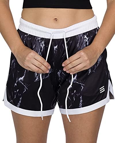 Três sessenta e seis shorts de basquete seco rápido feminino, cintura elástica com cordão, seleção de 6,5 polegadas