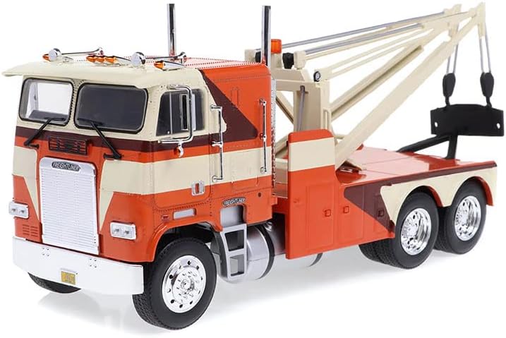 Greenlight 86631 1984 Freightliner Fla 9664 Tow Truck - Escala de laranja, branca e marrom 1/43