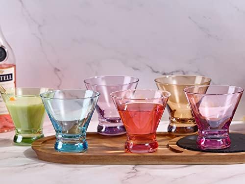 Conjunto de óculos de martini colorido de Physkoa, copos de coquetéis coloridos, vidro margarita, copos curtos, cosmo,