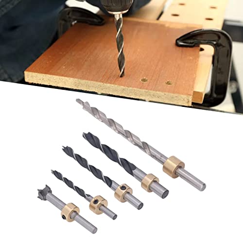 5pcs Broca de buraco de bolso Bit 3 pontos de faca Kit de ferramentas de madeira de alta velocidade para o sistema de ponte de aço de aço para o sistema mestre de gabarito de bolso manual
