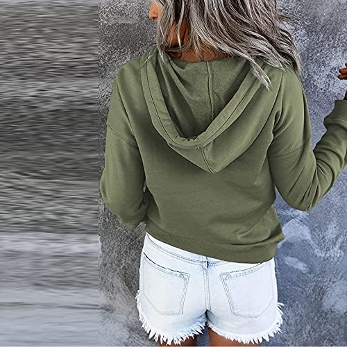 Hoodies de pulôver feminino Tops botão casual para baixo de mangas compridas moletons de bolso