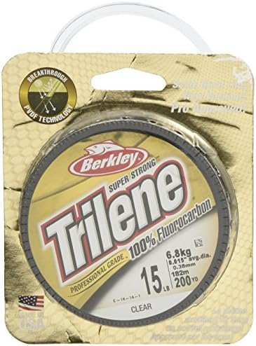 Berkley Trilene® fluorocarbono, claro, 15 lb | 6,8 kg, 200yd | Linha de pesca de 182m, adequada para ambientes