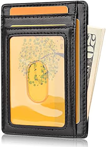Buffway Slim Minimalist Pocket RFID Bloqueando carteiras de couro para homens