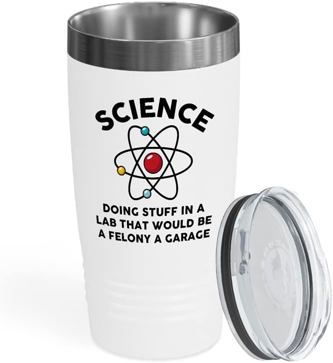 Cientista White Viking Tumbler 20oz - Ciência, fazendo coisas em um laboratório - Laboratório de química Laboratório Periódico