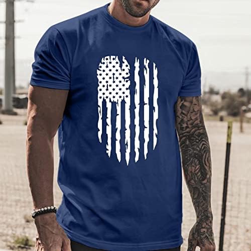 Camisetas patrióticas beuu para homens, vintage American Flag American Tirm Sirth Summer Independence Day Day Crewneck Tops
