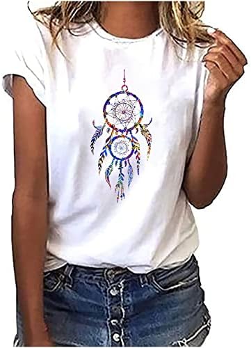 Mulheres Vintage Pena de penas Dreamcatcher Camise