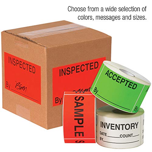 Etiquetas de fita Logic®, inspecionar por danos , 1 1/4 x 2 , vermelho fluorescente, 500/rolo