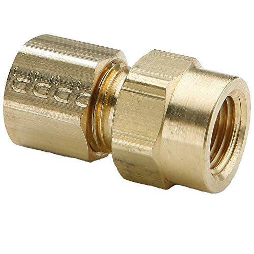 Parker Hannifin 66C-6-4-PK5 Acessório de compressão, latão, conector feminino, tubo de compressão de 3/8 x 1/4 tópico