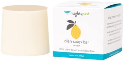 Mightynest Lemon perfumado de prato lavando sabonete | Barra de sabão de prato para a cozinha | sem plástico | Concentrado e ecológico | Uma barra de limão