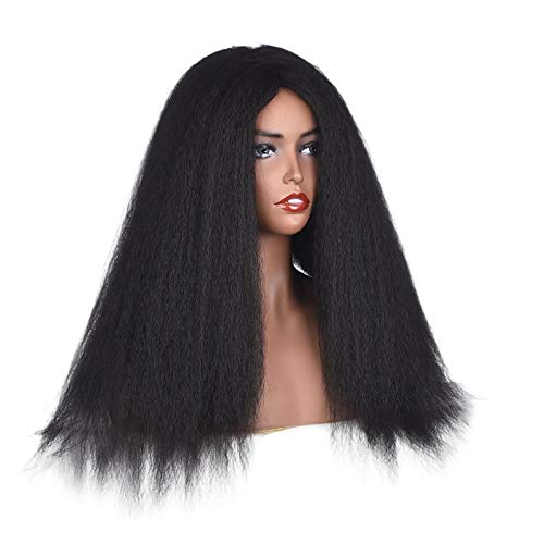 NPKGVia Hair micro-curly Longo Capéu de Chapetar peruca Curly Black Ladies Wig Pequeno Elastics