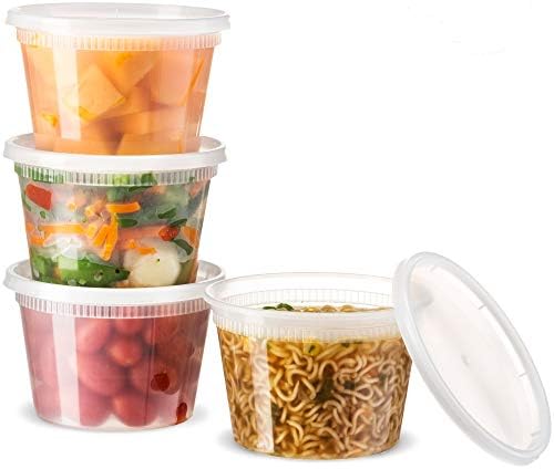 Basix Round Clear Food Storage Deli Contêiner com tampas, perfeito para sopa de preparação para refeições, sorvete, freezer, lava