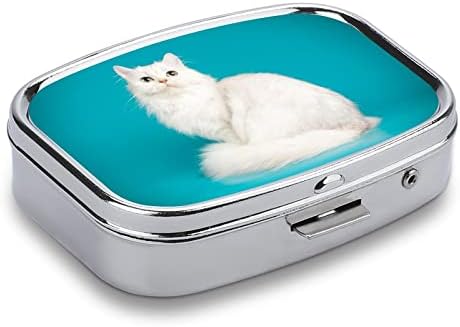 Caixa de organizador de comprimidos recipiente de pílula de gato branco portátil Caixa de caixa de pílula diária Caixa