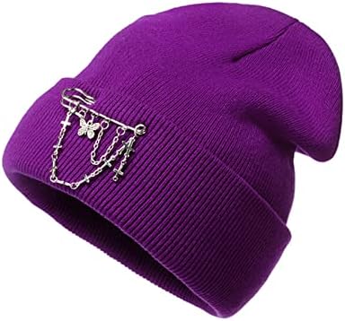 Chapéu de Guangyuan para mulheres Winter mais quente aconchegante tweed tweed skull bico de malha windprooof chapéus de malha para