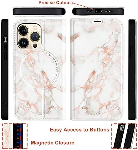 UCOLOR Compatível com iPhone 13 Pro 6,1 polegadas com magsafe de carteira magnética Caixa de couro Faux Luxury Caso