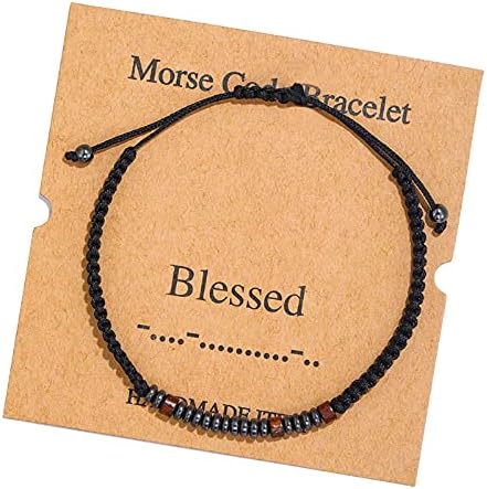Bling colorido Bling feito de código Morse Bracelets de seda marrom embrulhada Bracelete ajustável Jóias inspiradoras
