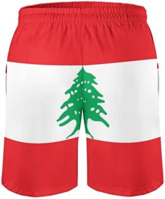 Bandeira do Líbano, massado, troncos de natação rápida shorts secos no maiô de praia shorts de tábua de praia com bolsos