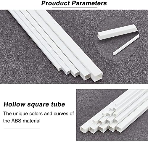 Olycraft 30pcs abs plásticos barras quadradas hastes quadradas brancas hastes de pasto quadrado haste de estireno para manuja