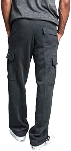 Zhuer masculino para pesos pesados ​​lã forrada com bolsos calças de carga aberta corta -lata de cordão elástico de