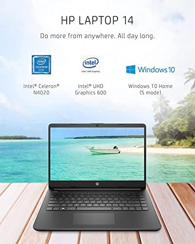 Exibição de tela sensível ao toque HP Stream 14inch HD, Processador Intel Celeron N4020 Dual-Core, Memória DDR4 de 4 GB, armazenamento