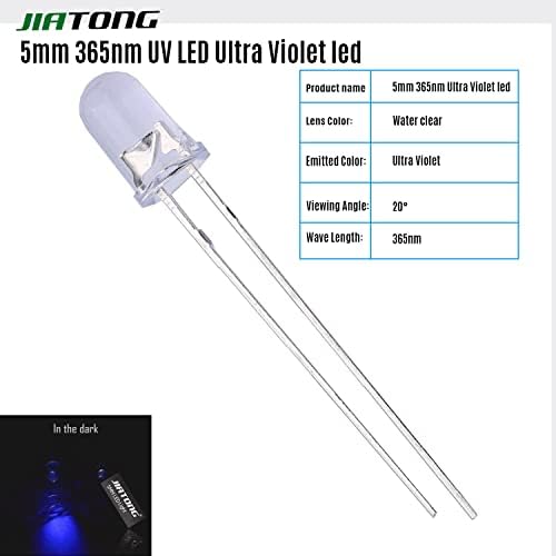 Jiatong 10pcs 5mm 365nm UV LED Ultra Violet LED