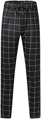 Miashui Men Men's Open perna Pant com bolsos masculinos Todos os quadriculados casuais casuais, calças casuais casuais