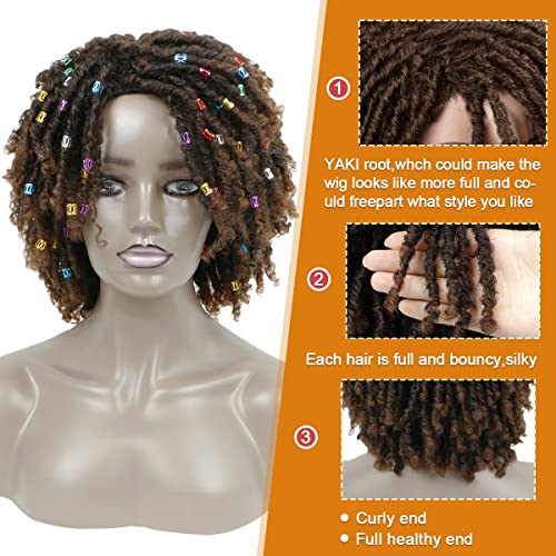 Phocas curta peruca dreadlock para mulheres negras e homens torcem perucas dreadlock curta torção afro peruca encaracolada