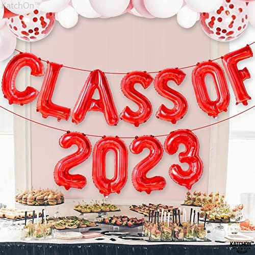 Katchon, classe vermelha de 2023 balões - grande, 16 polegadas | Classe de Banner 2023, Decorações da festa de formatura vermelha